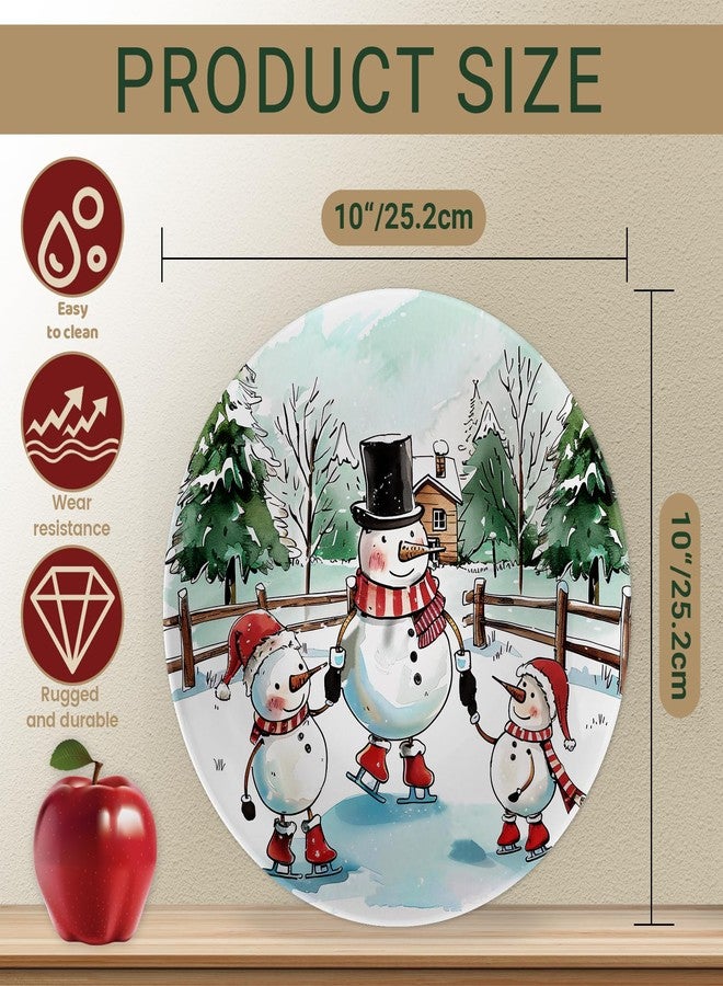 Viynran 10" Christmas Melamine Plate Set - Dishwasher-Safe, Festive Round Plates with Santa, Snowman, Reindeer & Squirrel Watercolor Designs - Holiday Dinnerware for Table Decor & Parties (Set of 4) - Image 2